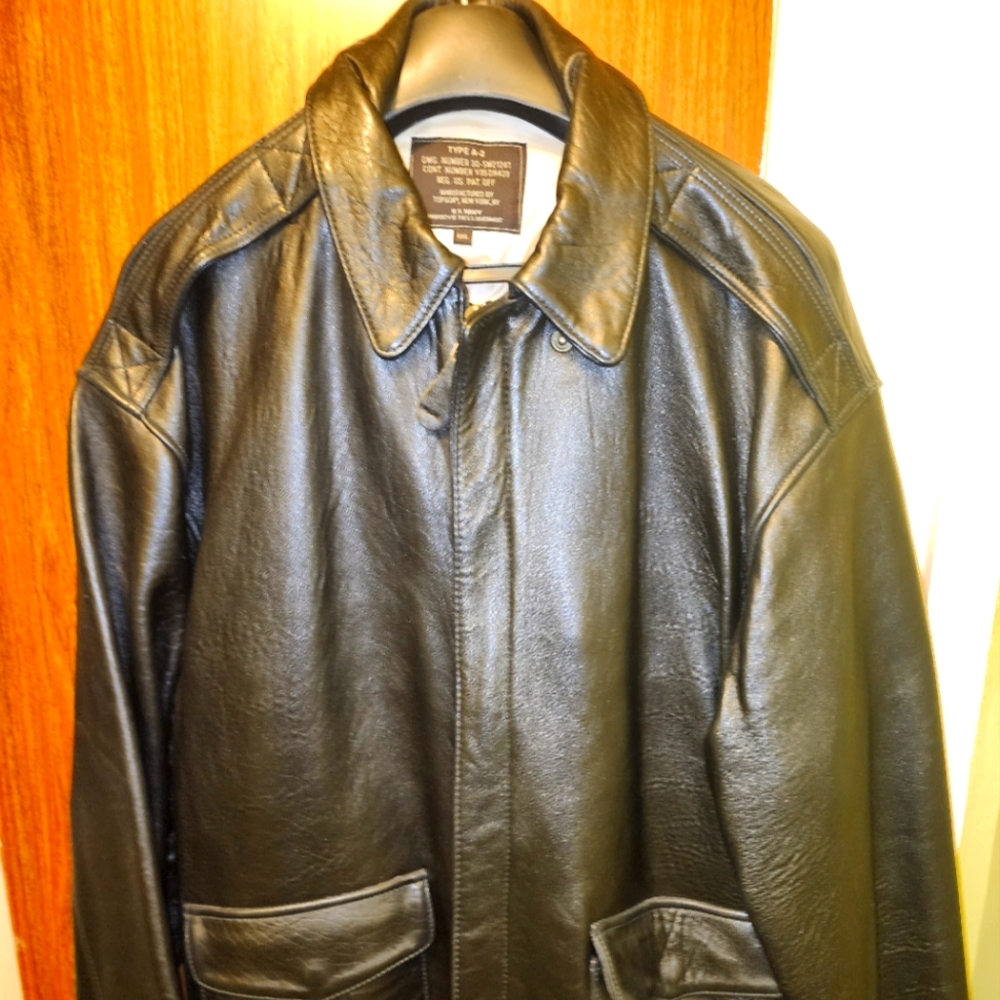 TOP GUN AVIATOR LEATHER BOMBER 6X BLACK